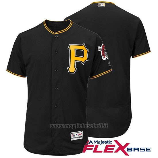 Maglia Baseball Uomo Pittsburgh Pirates Majestic Flex Base Nero Autentico Collezione